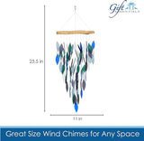 Blue Handworks Deluxe Pacific Waterfall Glass & Driftwood Chime, Sandblasted Glass and Found Wood Handcrafted Wind Chime