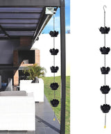 Pssopp Rain Catcher Garden Ornament, Metal Handmade Hanging Lotus Rain Chain for Gardens Porches Gazebos Decks