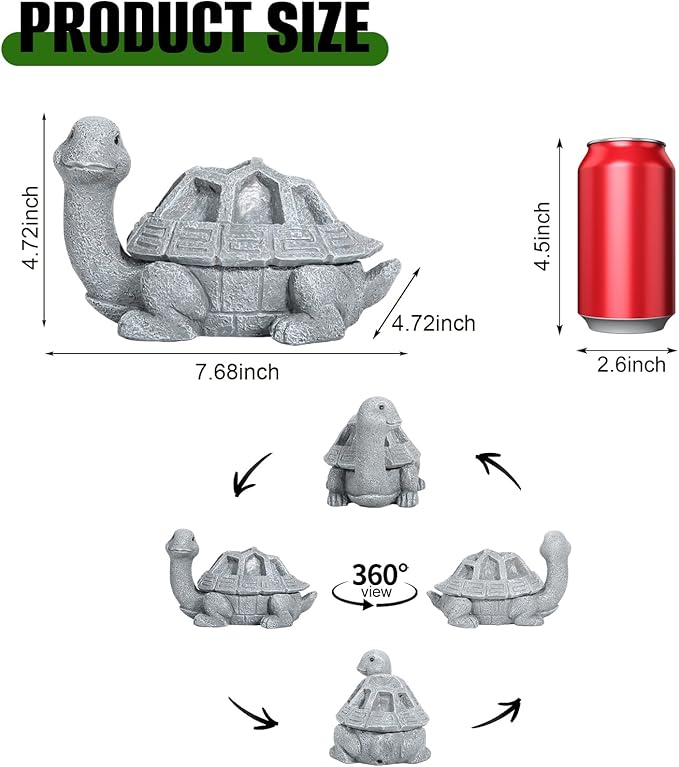 Turtle Planter Key Holder Box Waterproof Outdoor Hide-A-Key Succulent Pot with Drainage Succulent or Moss Planter on Turtle Shell Unique Garden Decor Sculpture Gift for Plant Lovers