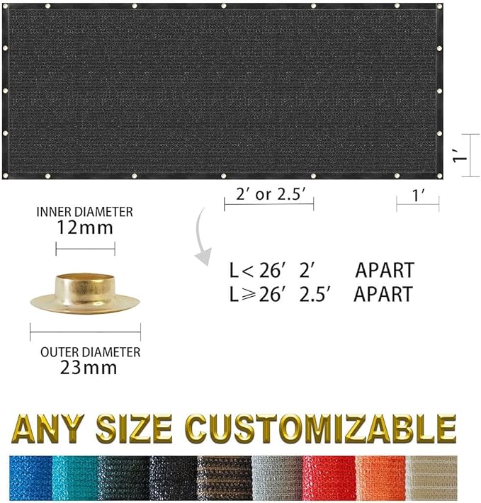 Houssity Black 3' x 99' Balcony Deck Fence Privacy Screen Cover Panel Shade Cloth Fabric for Chain Link Fence Patio Pool Railing Driveway Walkway Porch Playground Dog Kennel Residence Commercial Use