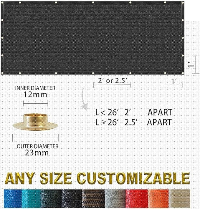 Houssity Black 3' x 27' Balcony Deck Fence Privacy Screen Cover Panel Shade Cloth Fabric for Chain Link Fence Patio Pool Railing Driveway Walkway Porch Playground Dog Kennel Residence Commercial Use
