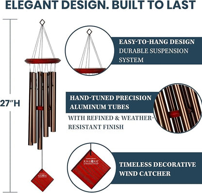 Woodstock Chimes Pluto Wind Chime for Outside 27" Bronze Small, Light Airy Sound for Outdoor Garden, Patio, Porch Decor, Encore Collection DCB27