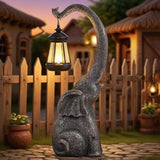 Solar Elephant Statue, Elephant Garden Statue with Solar Lights, Outdoor Elephant Decor for Porch Patio Lawn Balcony, Resin Elephants Figurine Decorations, Birthday Gifts for Mom Grandma Animal Lovers