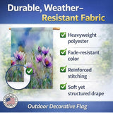 Caroline's Treasures South Dakota Pasque Flowers in Watercolor House Flag Large Porch Sleeve Pole Decorative Outside Yard Banner Artwork Wall Hanging, Polyester, House Size, Multicolor