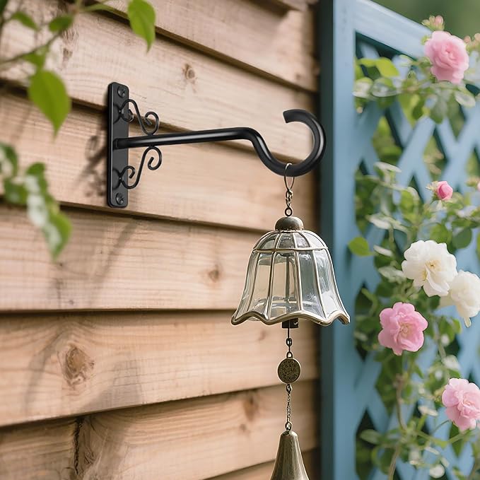 BOLITE Plant Hangers, 6 Inch Hanging Plant Brackets Outdoor or Indoor, Wall Hooks for Hanging Hummingbird Feeders, Bird Feeders, Planters, Lanterns, Wind Chimes, 2 Pack, Black, Gifts for Women Men