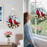 Cardinal Stained Glass,Red Bird Suncatcher for Window,7.8" Stained Glass Window Hanging,Cardinal Gift for Women,Hanging Stained Glass Home Decor