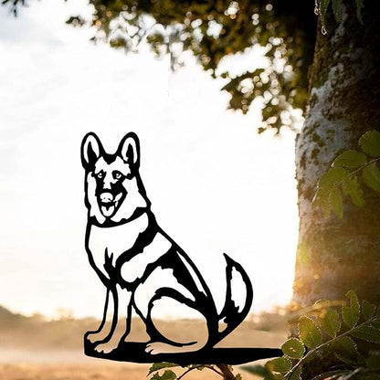 Metal Garden Dog Statue Ornament Gift Metal Art Dog Silhouette Decoration Steel Dogs Statue Decorative Garden Stakes for Yard, Lawn, Patio, Pathway(German Shepherd)