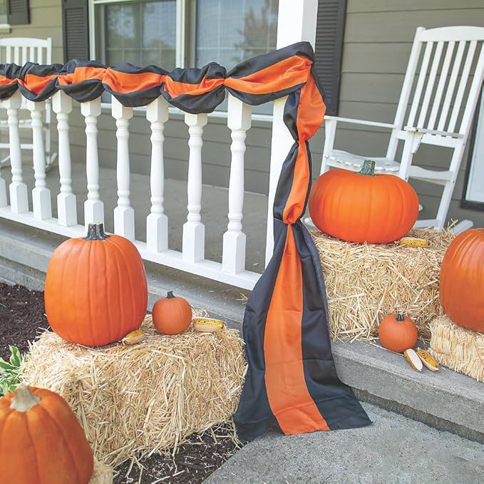 2Pack Halloween Bunting Flags 2 x 20Ft Trick or Treat Bunting Banner Decor Halloween Spooky Ghost Day Outside Fence Outdoor Porch Graden 3 Stripe Orange & Black Bunting Halloween Party Decoration