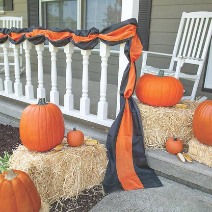 2Pack Halloween Bunting Flags 2 x 20Ft Trick or Treat Bunting Banner Decor Halloween Spooky Ghost Day Outside Fence Outdoor Porch Graden 3 Stripe Orange & Black Bunting Halloween Party Decoration