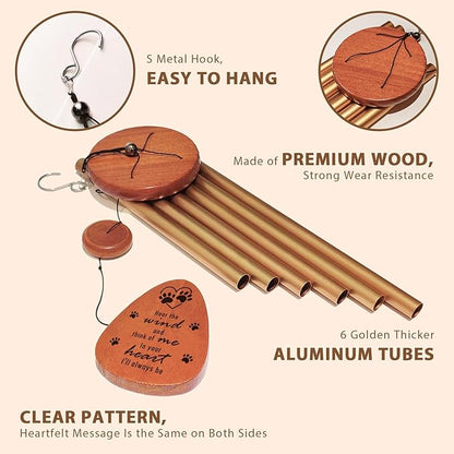Personalized Pet Memorial Wind Chime - Custom Sympathy Gift for Loss of Dog or Cat, Engraved Outdoor Remembrance Wind Chime for Garden, Patio