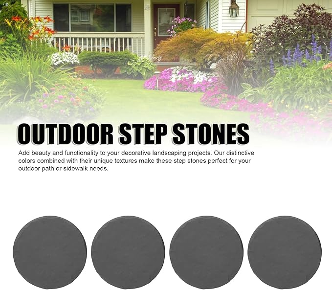 Garden Stepping Stones Decorative Outdoor Stepping Stone with Ground Stakes for Lawn Garden Patio Pathway Walkway (Gray)