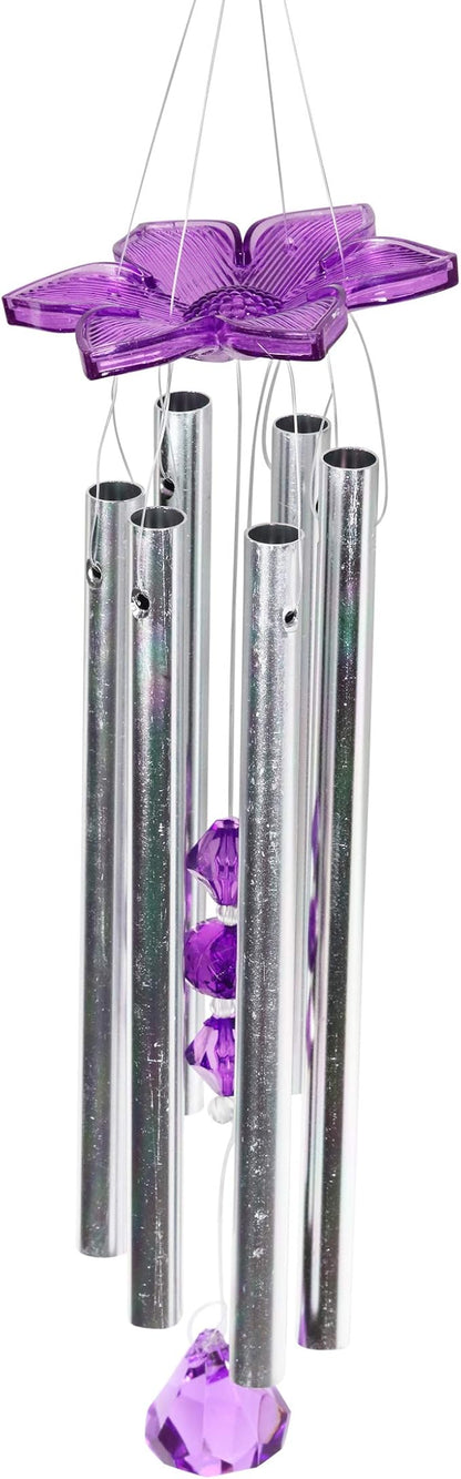 Exhart Wind Chimes, WindyWings Large Purple Butterfly Wind Chime with Fluttering Wings, Outdoor Plastic and Metal Lawn and Yard Decoration, 11 x 9.5 x 24 Inch