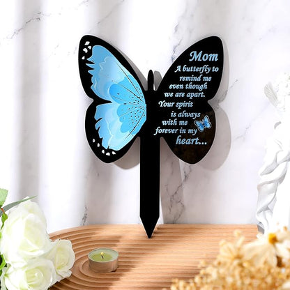 Geosar Mom Memorial Stakes Cemetery Grave Plaque Stake Markers Memorial Butterfly Plaques for Outdoors Sympathy Garden Stake Acrylic Waterproof Garden Grave Decoration(Elegant Style)