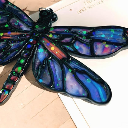 Dragonfly Handmade Resin Suncatchers, Artisan Boho Sun Catcher Stained Glass Effect Dragon Fly Window Hanging Garden Decor, Gift for Mother's Day Mom Grandma Wife Women