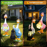 Goose Garden Statue Solar Light, Waterproof LED Decorative Lamp, Outdoor Solar-Powered Yard Art for Garden Patio Pathway Decoration & Housewarming Gift(A Pair)