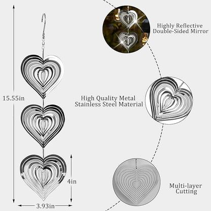 Bird Scare Discs Set Reflective Wind Spinners Outdoor Decor 3D Metal Bird Reflectors Devices Deterrents to Keep Woodpecker Pigeon Away from House Window Outside Patio Yard Porch Fruit Trees