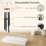 Memorial Wind Chimes for Outside - 28 in. Sympathy Wind Chime Gift with Keepsake Stone & Message Card, Calming Tone, Wood Mute Damper, Garden Porch Patio Decor