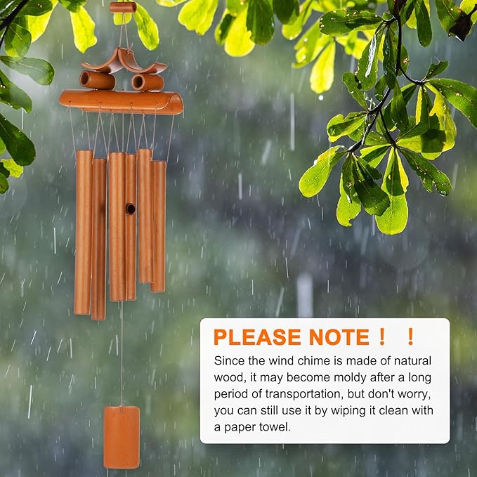 M METERXITY 1-Pack Bamboo Wind Chimes, Wooden Wind Chimes with Melody Deep Tone, 24 Inch Owl Wood Wooden Wind Chimes for Indoor Outdoor Decorations/Backyard [Retro Color]