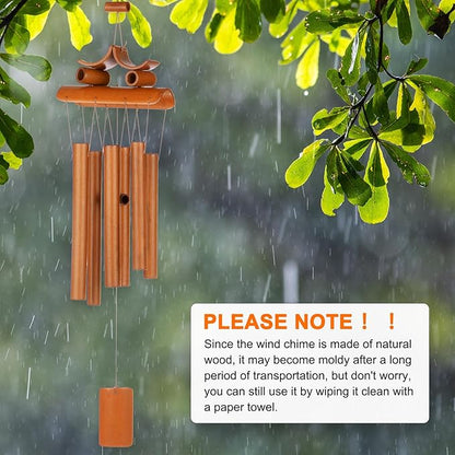 M METERXITY 1-Pack Bamboo Wind Chimes, Wooden Wind Chimes with Melody Deep Tone, 24 Inch Owl Wood Wooden Wind Chimes for Indoor Outdoor Decorations/Backyard [Retro Color]