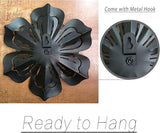 Metal Flower Wall Art Decor, 8.3" Rustic Modern Floral Sculpture, Distressed Iron Wall Hanging Home Decoration Accent Artworks for Indoor Kitchen Bedroom Living Room Office Outdoor Garden Patio - 06