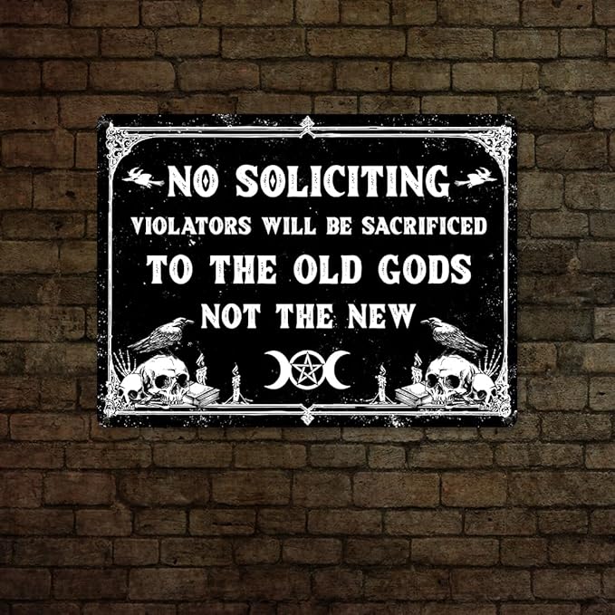 Witchy Bathroom Metal Sign - Dark Humor No Soliciting Signs, Spooky Home Decor Aesthetic Aluminum Rust Free 9" X 11", Pre-Drilled Holes, Weather Resistant
