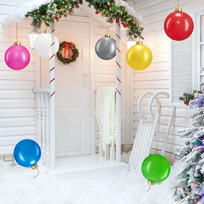Inflatable Christmas Ornaments, 10 PCS Outdoor/Indoor Decorations for Christmas Tree, Front Door, Yard & New Year Festive (9 Inch Balls)