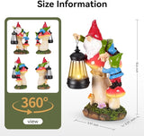 Garden Gnomes Outdoor Statues with Light, Spring Gnomes Decorations for Yard, Solar Garden Gnome Climbing on Mushroom, Lawn Ornaments for Patio, Balcony Housewarming- Unique Women Gifts