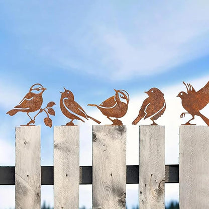 5X Iron Bird Decoration Metal Gardening Ornaments Photo Props Yard Adornment Bird Ornaments for Fences Patio Decor, Style A