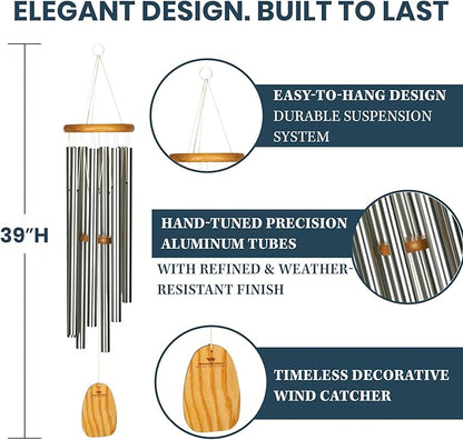Woodstock Chimes Signature Collection, Woodstock Meditation Chime, 39'' Eastern Energies Wind Chimes for Outdoor, Patio, Home or Garden Décor (TMS)