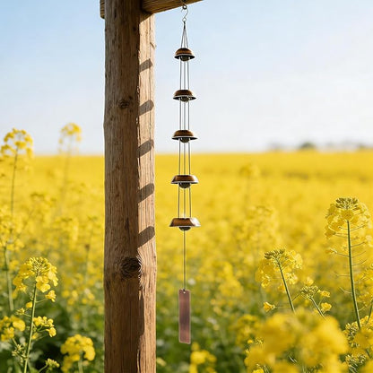 Wind Chimes for Outside Clearance, 36 Inch Temple Wind Chime, 5 Copper Bells with Deep Tones, Feng Shui Decor for Home Yard Garden Zen & Patio, Memorial Gift for Women, Mom, Grandma