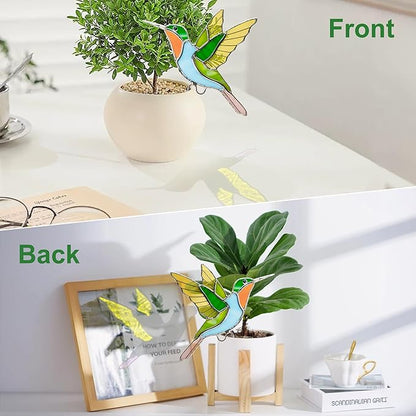 Stained Glass Hummingbird Gifts for Women, Hanging Plant Planter Flower Huggers Balcony Decoration, Mothers Day Birthday Gifts for Mom Grandma from Daughter Son, Bird Lover Plant Pots Accessories