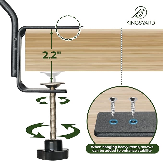 Kingsyard Middium Heavy Duty Deck Hook - 10 inch Metal Deck Railing Hooks for Hanging Bird Feeders, Planters, Suet Baskets, Lanterns, Wind Chimes