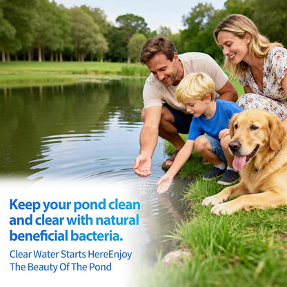Pond Water Cleaner, 12 Packets Natural Pond Clarifier Treatment for Improving Water Clarity, Eliminate Odor, Cleaner and Clear for Outdoor Ponds & Lakes, Safe for Fish, Pets, Livestock and Swimming
