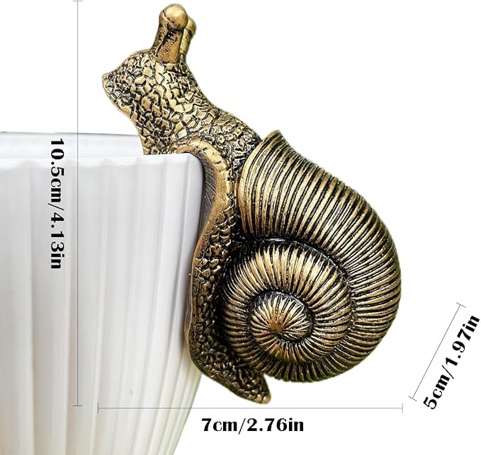 Vintage Bronze Climbing Snail Statue Flower Pot and Vase Hugger Miniature Fairy Garden Terrarium Decor Resin Art Patio Lawn Yard Ornaments Outdoor Fence Decorations