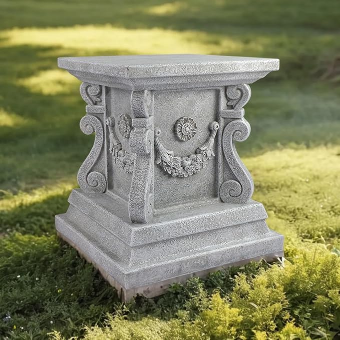 Square Garden Pedestal Sculpture Plinth Base Riser Pedestal Statuary Stand Outdoor Decor, Indoor Outdoor Sculptural Garden Plinth Base Statue Riser Home Decoration