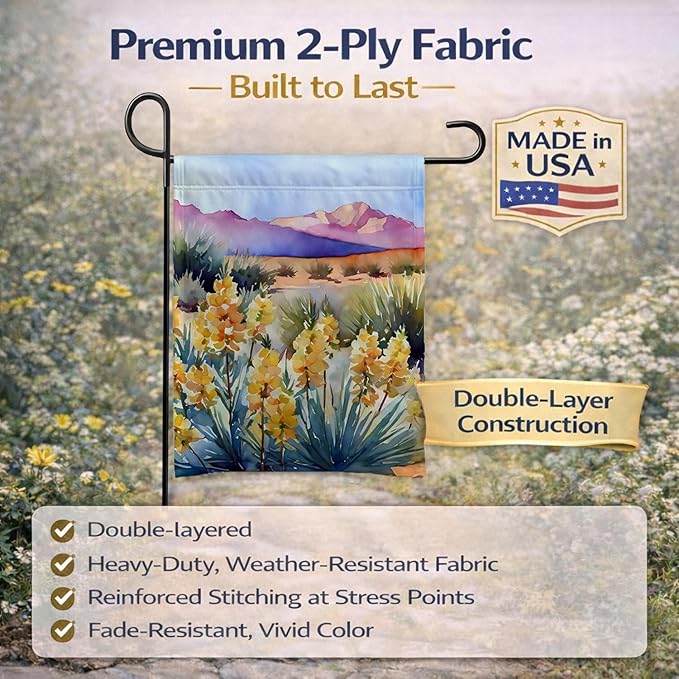Caroline's Treasures New Mexico Yucca Flower in Watercolor Garden Flag Mailbox Flag Decorative Yard Flag Banner Outside Patio Artwork Yard Flower Beds, Garden Size, Multicolor