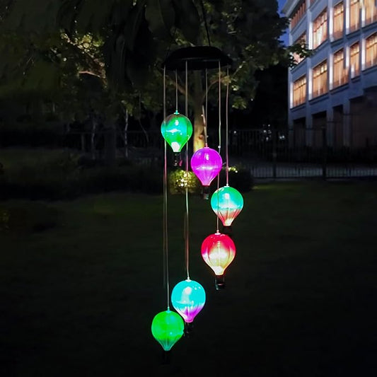 Hot Air Balloon Solar Lantern Waterproof,Solar-Powered Wind Chimes for Garden,Hot Air Balloon Solars Lights Outdoor,Hanging Camping Light Colorful Changing for Patio,Backyard,Lawn,Porch,Garden