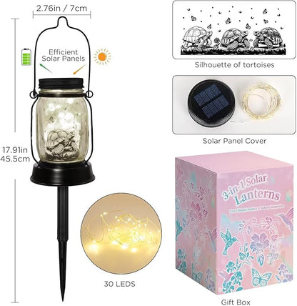 Tortoise Gifts for Women/Men Turtle Lovers Solar Lantern Mom Birthday, Mothers Day, Christmas Gifts, Turtle Solar Garden Decoration Outside for Yard, Patio,Backyard,Porch, Torches