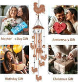INFUNLY Roosters Wind Chimes for Outside 5.5"×5.4" Chicken Pattern Metal Windchime Aluminum Tube Wind Chime with Little Bells Tubes Memorial Wind Bell for Yard Garden Decor Housewarming Birthday Gift