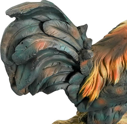 22.4" H Rooster Garden Statue – Garden Decor with Realistic Detail Chicken Sculpture, Standing Rooster Garden Ornament for Decor