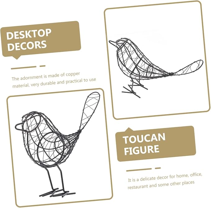 Mobestech Black Metal Bird Statue 20x23cm Garden Ornaments Stylish Black Metal Bird Art for Indoor Outdoor Decor