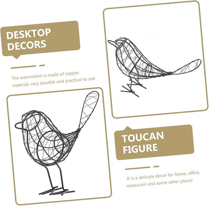 Mobestech Black Metal Bird Statue 20x23cm Garden Ornaments Stylish Black Metal Bird Art for Indoor Outdoor Decor