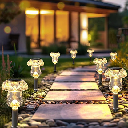 Benany Solar Lights Outdoor, 8 Pack Mushroom Lights Outside Waterproof, Solar Powered LED Lighting for Garden, Yard, Landscape, Path, Pathway, Lawn, Walkway, Driveway, Backyard Decor (Warm White)