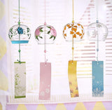 Falytemow Japanese Wind Chimes Romantic Flowers Small Wind Bells Handmade Glass Japanese Style Pendant for Birthday Present Home Decors (Pink Rose, Four Leaf Flower, Butterfly, Snowflake, 8 cm)