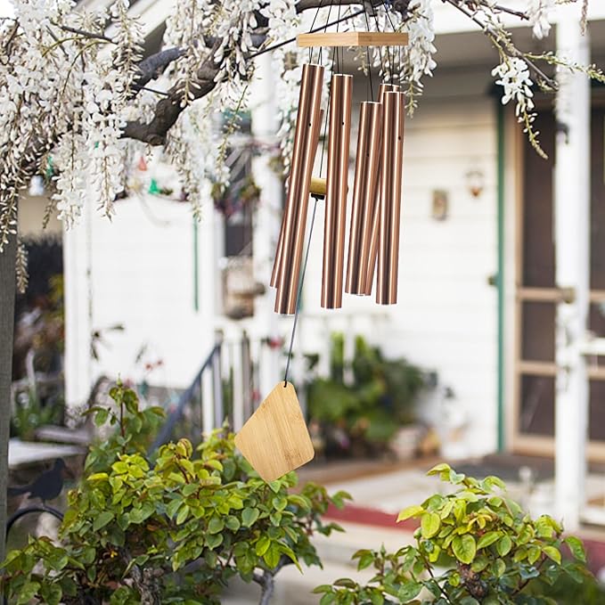 Wind Chimes Outdoor Deep Tone, Wind Chime for Outside, Memorial WindChimes with Hook as Gifts for Mother's Day/Housewarming/Christmas, Patio, Garden, Yard, Home Décor, Copper