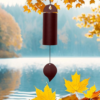 Wind Chimes for Outside Deep Tone, Large Metal Cylinder Memorial Wind Chimes Outdoor - Serenity Bell with Deep Resonance Outdoor Decor for Garden Patio Yard Porch - Brown