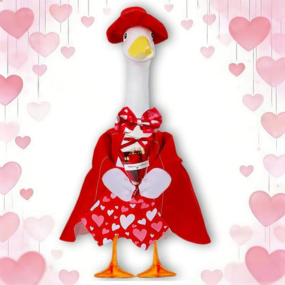Forever Romance Goose Outfit - Red Tuxedo Holding Flowers for 23" Porch Goose, Perfect for Engagement, Wedding, & Renewing Vows Decoration