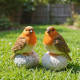 Bird Statue on Rock,Resin Garden Sculpture for Indoor Home Decor, Outdoors, Lightweight & Durable Patio Decor for Yard, Lawn, Housewarming Gift, Festival Gift. The Figurine Set of 2.