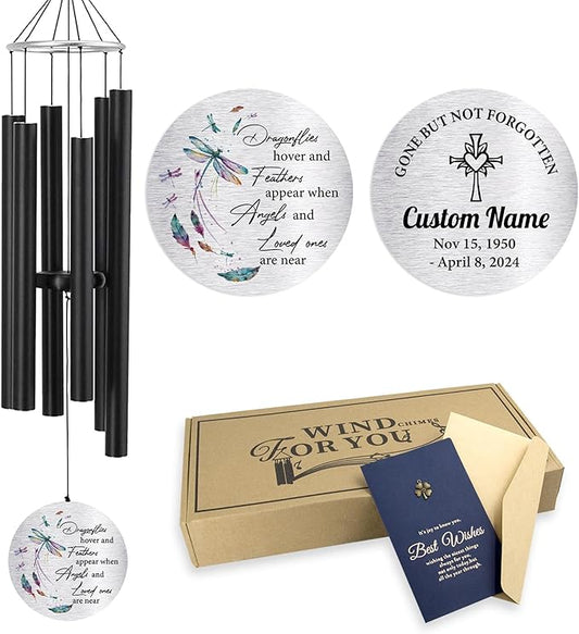 Pwesionalized Sympathy Wind Chimes 30 inch, Memorial Gift for Loss of Mom/Dad/Grandma/Loved one, 42inch Customized Bereavement Gift Idea for Condolences Funeral