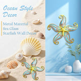 Starfish Coastal Wall Decor Art, Starfish Beach Theme Bathroom Decor for Bedroom House Home, 12" Hanging Glass Sculpture, Beach Wall Art Ocean Gifts for Women & Men (Blue)